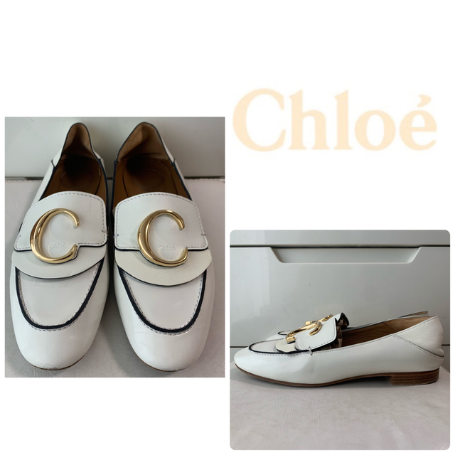 Chloe(クロエ)のクロエ　ホワイトレザー　ローファー レディースの靴/シューズ(ローファー/革靴)の商品写真