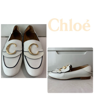クロエ(Chloe)のクロエ　ホワイトレザー　ローファー(ローファー/革靴)