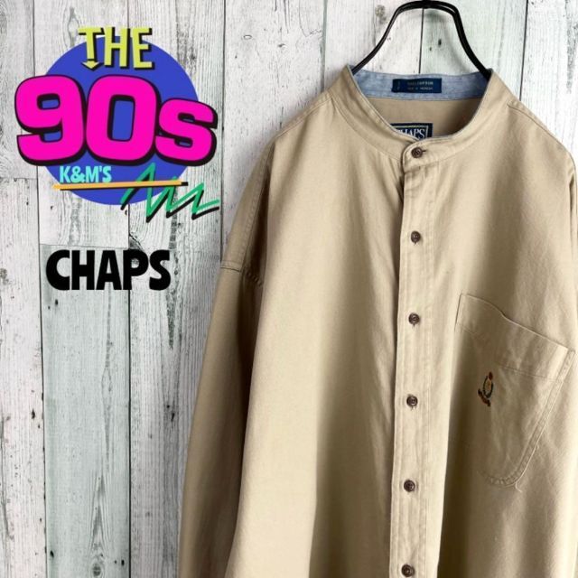 CHAPS(チャップス)の90's CHAPS チャップス  月桂冠ロゴ刺繍　ノーカラーチノシャツ メンズのトップス(シャツ)の商品写真