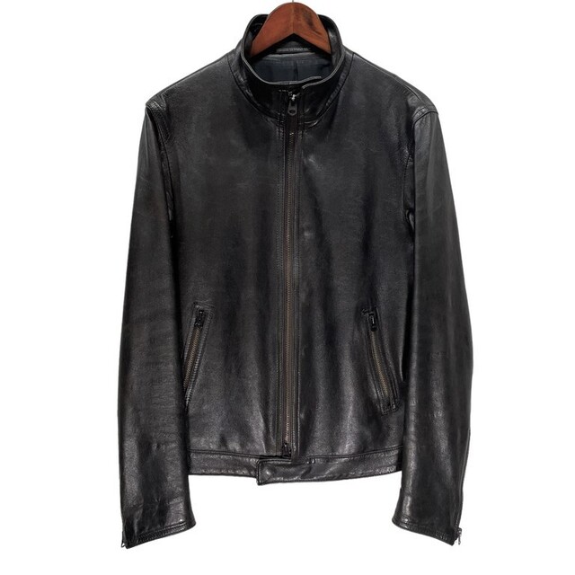YOHJI Lambskin Leather レザー ライダース ジャケット-