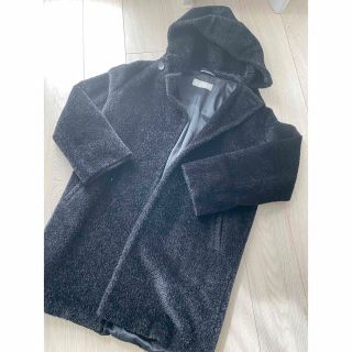 マックスマーラ(Max Mara)のマックスマーラ　アルパカ　コート　黒　38(毛皮/ファーコート)