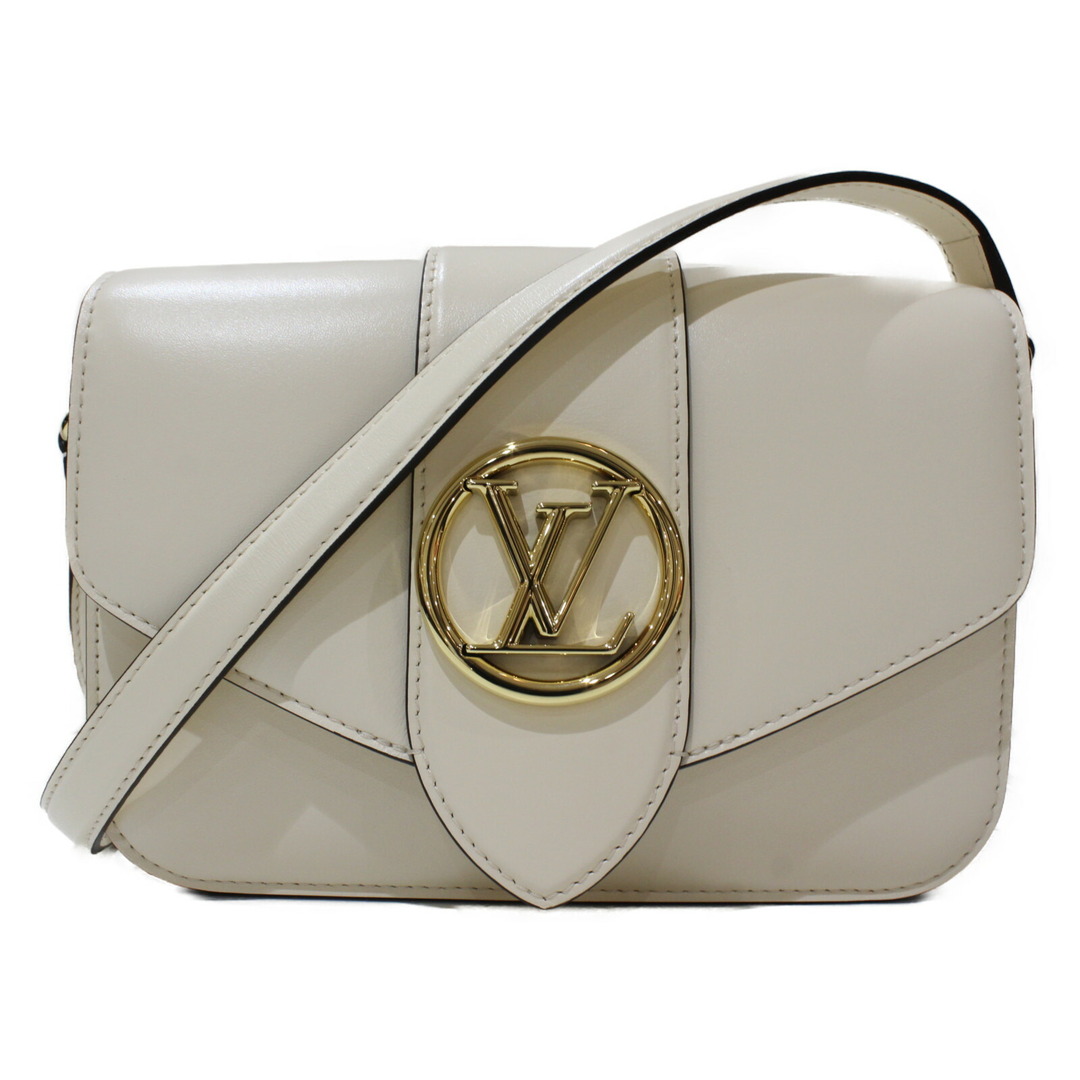 クラシック LOUIS VUITTON LV PONT9(LVポンヌフ) M55950 スムースレザー クレーム ホワイト ショルダーバッグ レディース ゴールド金具 シンプル ギフト プレゼント包装可 【中古】 メッセンジャーバッグ