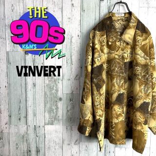 80's VINVERT 日本製　リアルレオパード　ポリエステルシャツ(シャツ)