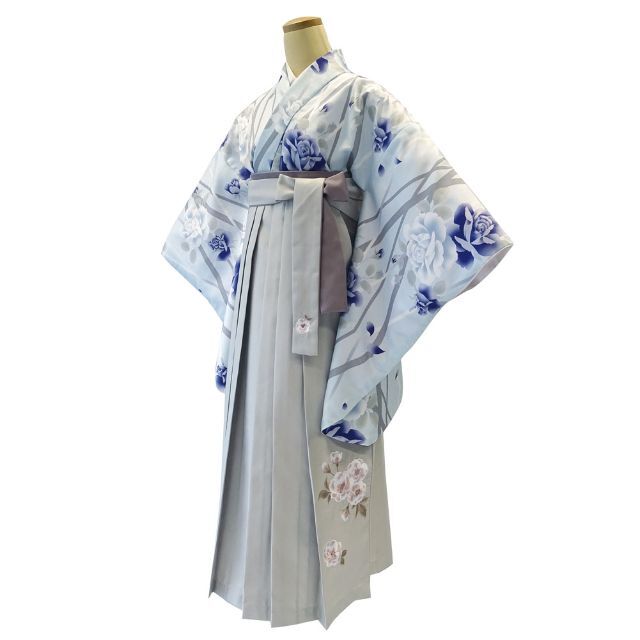 二尺袖 着物 袴 フルセット RK 薄水色×グレー 卒業式に NO38572の通販 ...