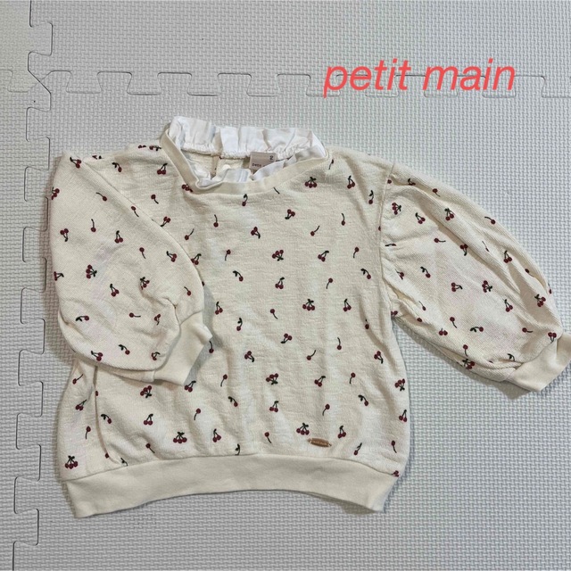 petit main チェリー総柄衿つきカットソー 90 新品 プティマイン チェリー総柄衿つきカットソー