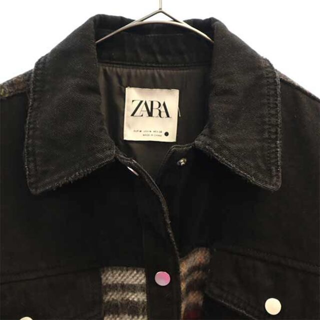 ZARA(ザラ)のザラ チェック 長袖 シャツ ジャケット Ｍ ブラック系 ZARA レディース 【中古】  【230215】 レディースのジャケット/アウター(ロングコート)の商品写真