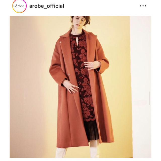 Arobe ウールロングコート ピンク サイズ1 高級ウールコート 【楽天