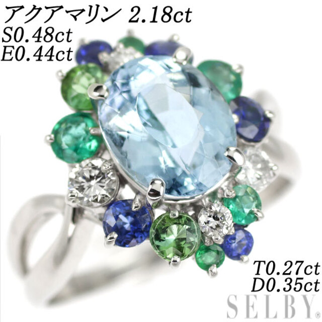 天然トルマリン ダイヤ リング4.8ct k18/pt900 ^