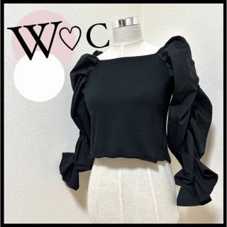 ダブルシー(wc)のW♡C ダブルシー F ショート丈 ニット フリフリ袖 ヘソ出し(ニット/セーター)