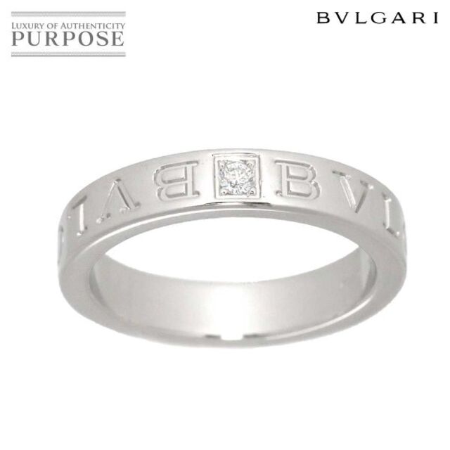ブルガリ BVLGARI ダブル ロゴ 13.5号 リング ダイヤ 1P K18 WG ホワイトゴールド 750 指輪 VLP 90179399