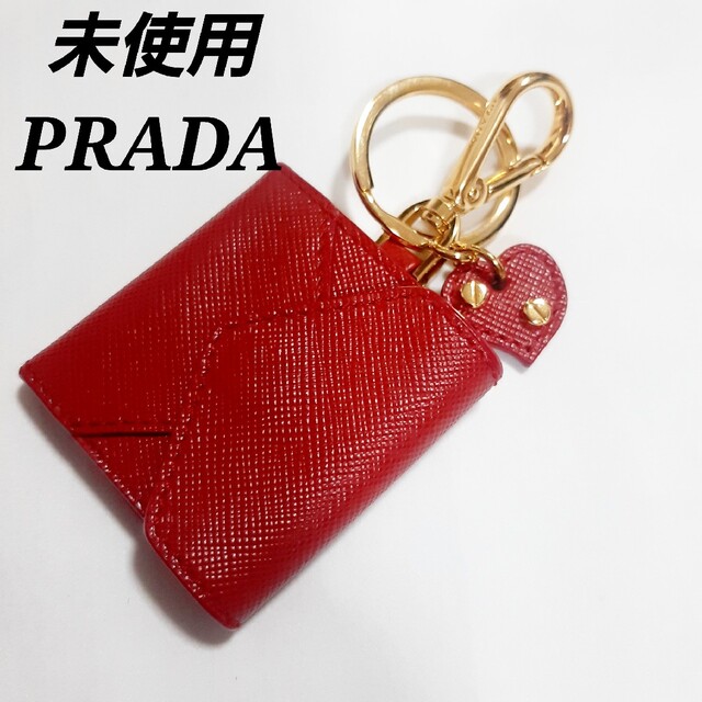 国内正規□ 未使用 プラダ PRADA サフィアーノレザー キーリング 赤色