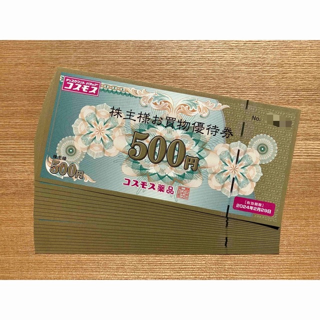 チケットコスモス薬品 株主優待 10000円分（500円×20枚） - ショッピング