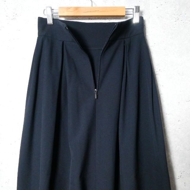 美品 FOXEY NEWYORK ストレッチ タック フレアスカート 紺 38 チープ