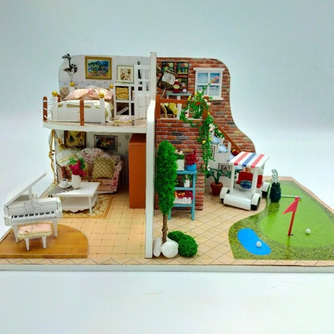 ドールハウス完成品 ミニチュアハウス 人形 インテリア 二階建て ドールハウス ハンドメイドのおもちゃ(ミニチュア)の商品写真