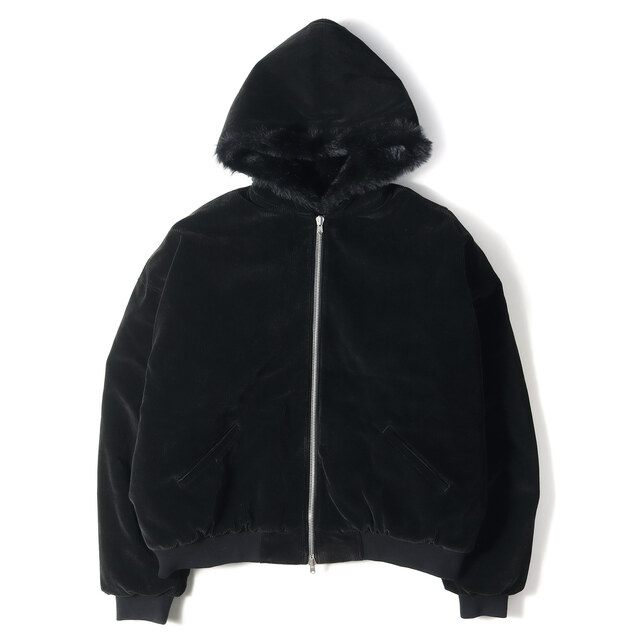 FEAR OF GOD フィアオブゴッド ジャケット 裏地フェイクファー コーデュロイ フルジップ フードジャケット FIFTH COLLECTION / Corduroy Faux Rabbit Fur Hoodie ブラック 黒 L アウター ブルゾン 【メンズ】