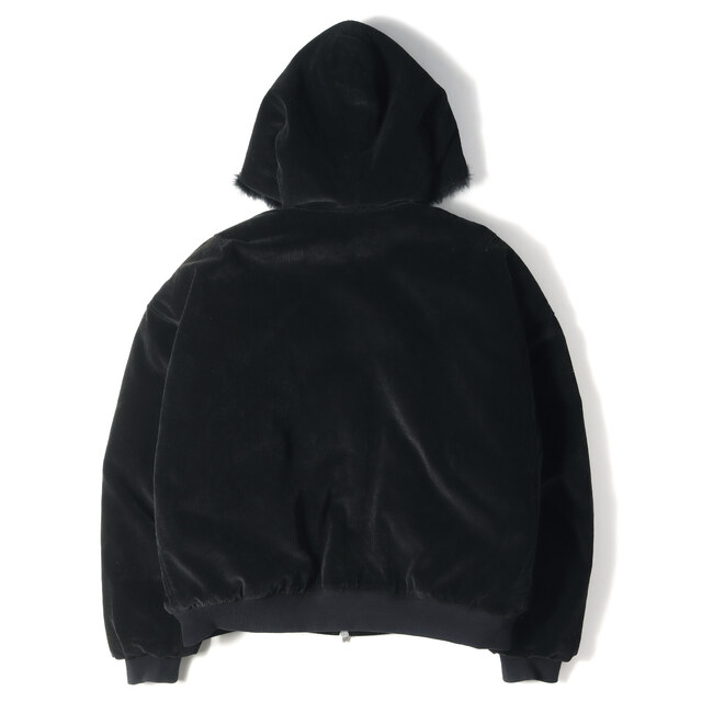 FEAR OF GOD フィアオブゴッド ジャケット 裏地フェイクファー コーデュロイ フルジップ フードジャケット FIFTH COLLECTION / Corduroy Faux Rabbit Fur Hoodie ブラック 黒 L アウター ブルゾン 【メンズ】