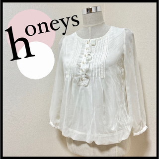 ハニーズ(HONEYS)のhoneys ハニーズ M カットソー 長袖 オフィス レディース ブラウス(シャツ/ブラウス(長袖/七分))