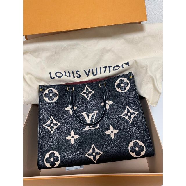 本物保証! LOUIS VUITTON - オンザゴー MM ブラック ベージュ トート