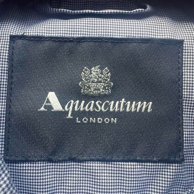 【美品】Aquascutum ロングトレンチコート レインコート ブルー M L