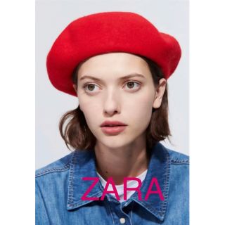 ザラ(ZARA)の【新品 完売】 ZARA ウールベレー帽 赤 レッド ウール100% タグ付き(ハンチング/ベレー帽)