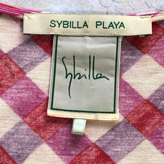 Sybilla(シビラ)のA2053 美品　シビラ　ノースリーブワンピース　チェック　ハイウエスト切替 レディースのワンピース(ひざ丈ワンピース)の商品写真