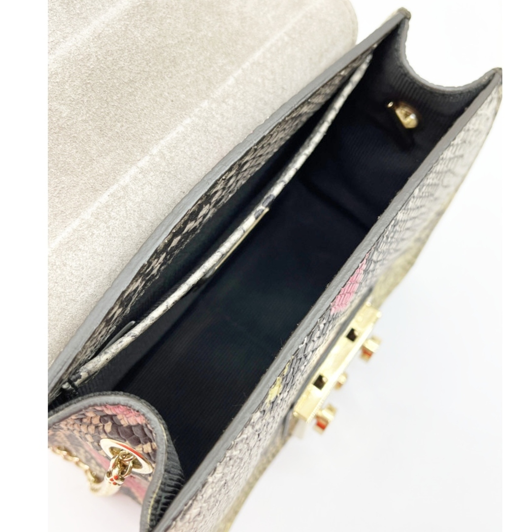 ◆◆FURLA フルラ パイソン柄 ミニショルダーバッグ ゴールドチェーン