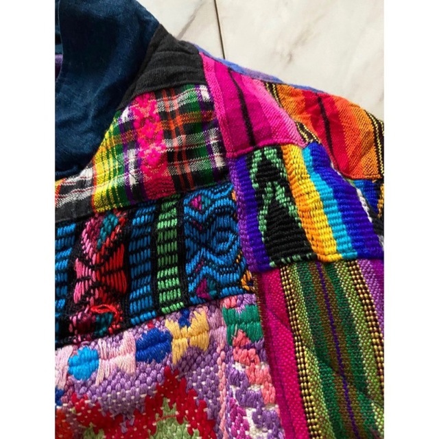 vintage エスニック 民族 刺繍 インディゴ 総柄 ブルゾン