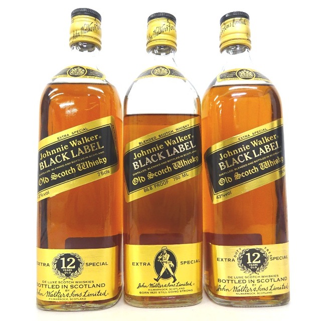 未開封★Johnny Walker【ジョニーウォーカー】 ブラックラベル 12年 黒金キャップ 3本セット 750ml