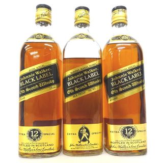 未開封★Johnny Walker【ジョニーウォーカー】 ブラックラベル 12年 黒金キャップ 3本セット 750ml【中古】(ウイスキー)