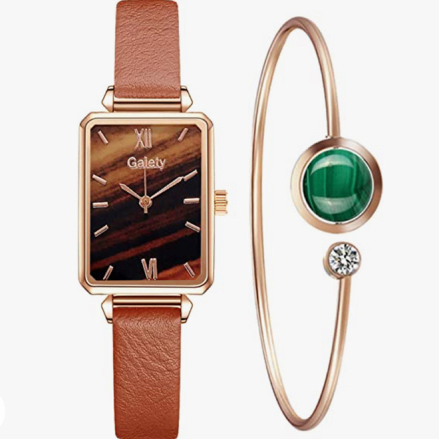 【新生活】腕時計　レディース　ブレスレット　プレゼント　おしゃれ　茶色　グリーン レディースのファッション小物(腕時計)の商品写真