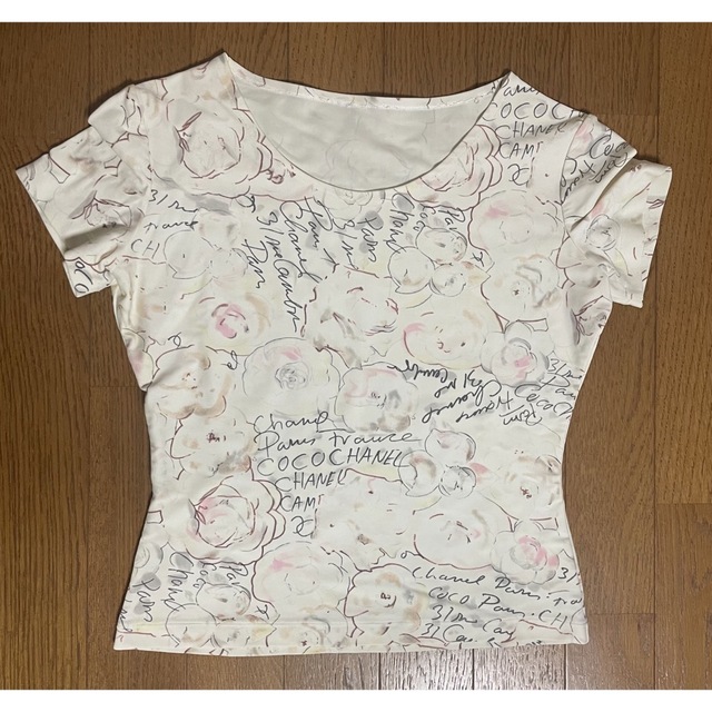 [希少] シャネル ココマーク マイヨ カメリア 総柄 Tシャツ