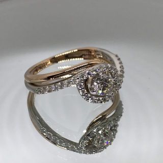 ★美品★ダイヤモンドリング　K18PG/Pt900 D0.32ct／0.24ct(リング(指輪))