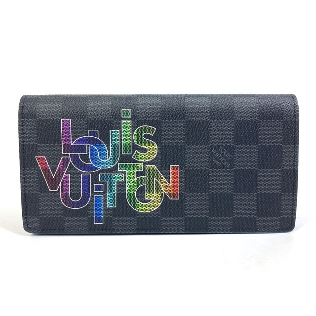 LOUIS VUITTON - ルイヴィトン LOUIS VUITTON ダミエグラフィット ポルトフォイユ・ブラザ N60326 2つ折り レインボー 長財布 ダミエグラフィットキャンバス ブラック 新品同様