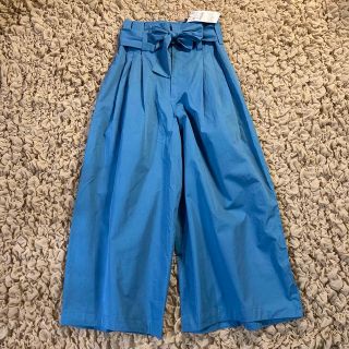 ザラ(ZARA)の【新品】ZARA ハイウエストワイドパンツ　ブルー(カジュアルパンツ)