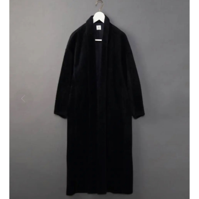 6 (ROKU)(ロク)のroku 6 フェイクファー ショール ロングコート ネイビー レディースのジャケット/アウター(毛皮/ファーコート)の商品写真