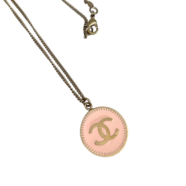 CHANEL シャネル　ネックレス　ココマーク　マトラッセ　ゴールド　ピンク