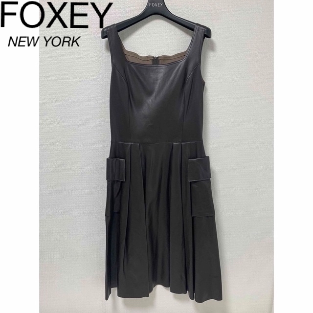 レディースFOXEY NEW YORK  ワンピース 40 ダークブラウン