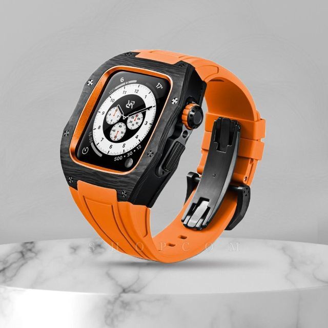 最新作売れ筋が満載 AppleWatch case Carbon オレンジ 時計 44 45 腕時計(デジタル)