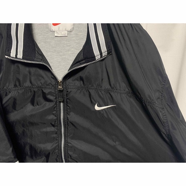 90s NIKE ナイキ 半袖 ナイロンジャケット ブラック XXL デカロゴ-