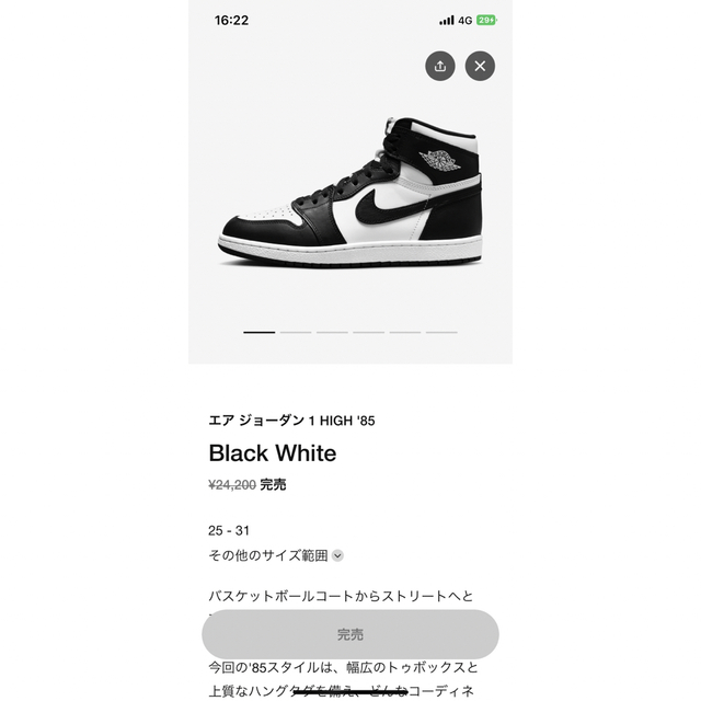 Air jordan1 high 85 Black/White Pandaメンズ