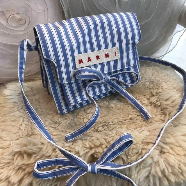 ☆超美品☆MARNI　トランク　ミニ　ポプリン　ポシェット　斜め掛け　ストライプ