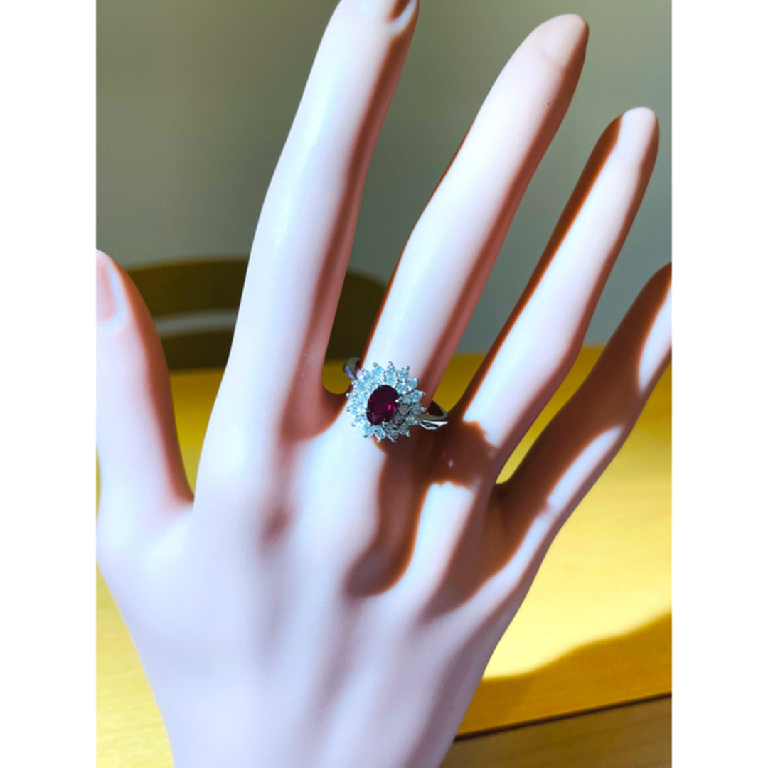 ☆ジュエリーマキ Pt850 ルビー0.87ct&ダイヤ付きリング☆