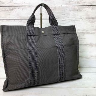 銀座販売中 エルメス エールラインMM トートバッグ キャンバス グレー