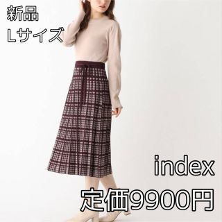 インデックス(INDEX)の3282⭐︎index⭐︎千鳥チェックジャカード プリーツニットワンピース(ひざ丈ワンピース)