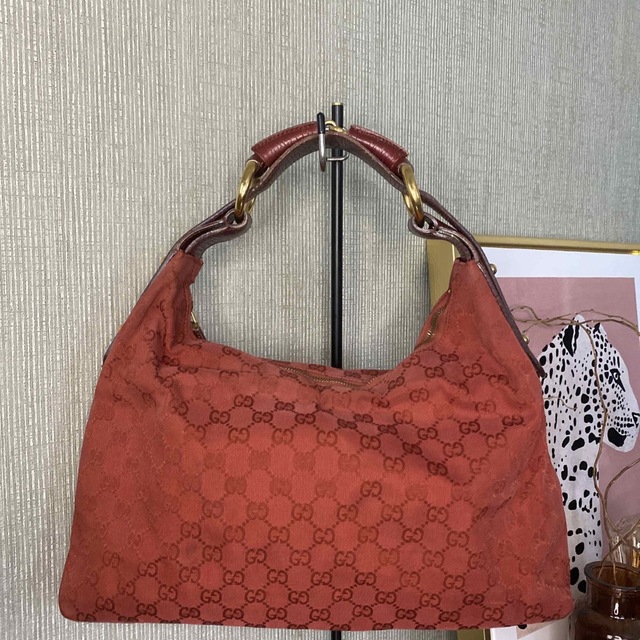 美品】グッチ ショルダーバッグ ホースビット GG キャンバス レザー ...