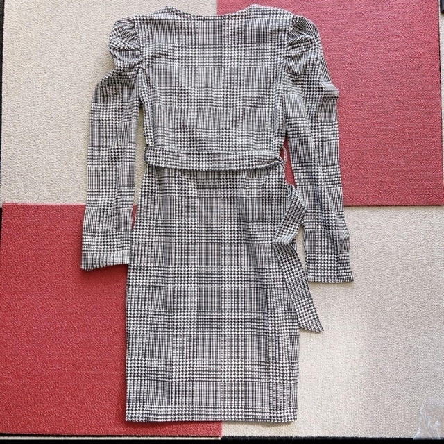 新品】英国インポートワンピース S/M (UK10) グレンチェック 千鳥格子 ...