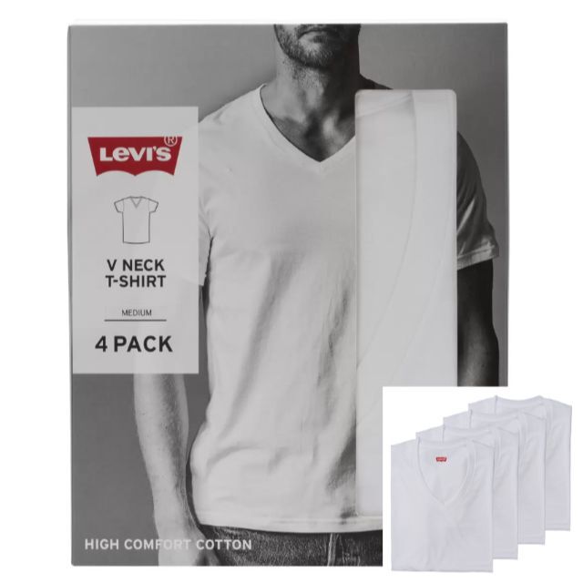 Levi's(リーバイス)の新品 4枚組 S ★ Levis リーバイス メンズ Vネック 半袖 Tシャツ メンズのトップス(Tシャツ/カットソー(半袖/袖なし))の商品写真