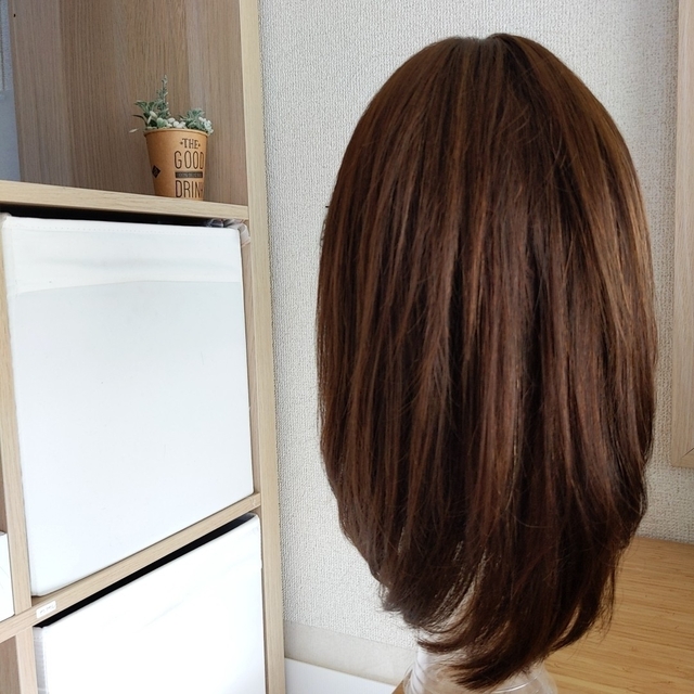 ✨サラサラ人毛100%✨レイヤー ブラウン 後れ毛・うぶ毛カット済み