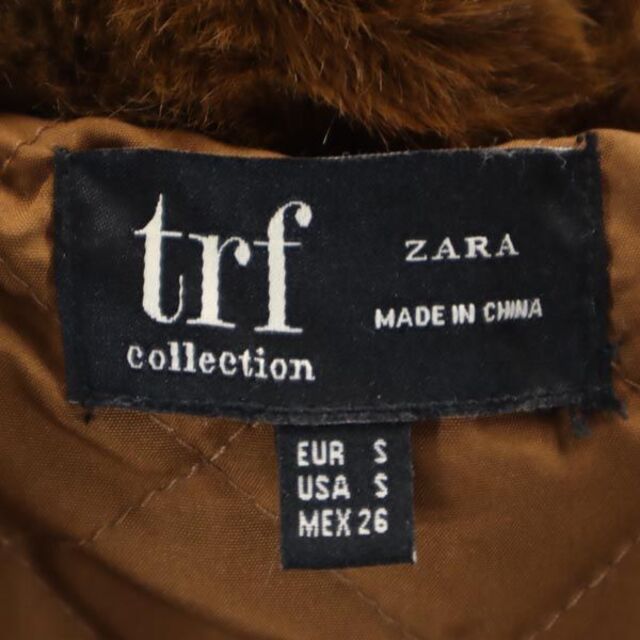 ZARA(ザラ)のザラ ティーアールエフ フーデッド フェイクファージャケット S ブラウン系 ZARA ｔｒｆ 裏キルト レディース 【中古】  【230215】 レディースのジャケット/アウター(ロングコート)の商品写真