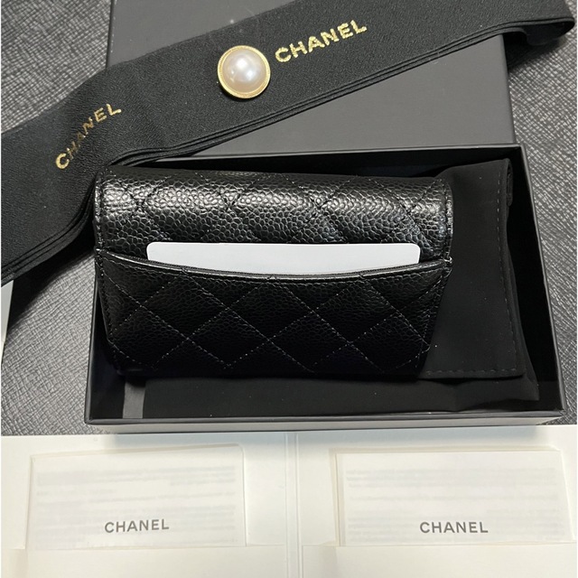 CHANEL ラムスキン　定番　フラップカードホルダー